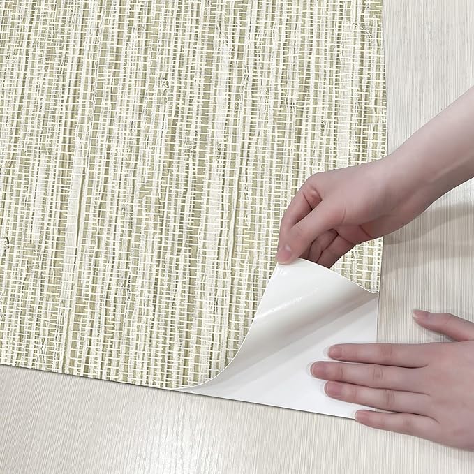 HueBurst Grasscloth Peel and Stick Wallpaper 17.3" x 197" Renter Friendly - Image 7