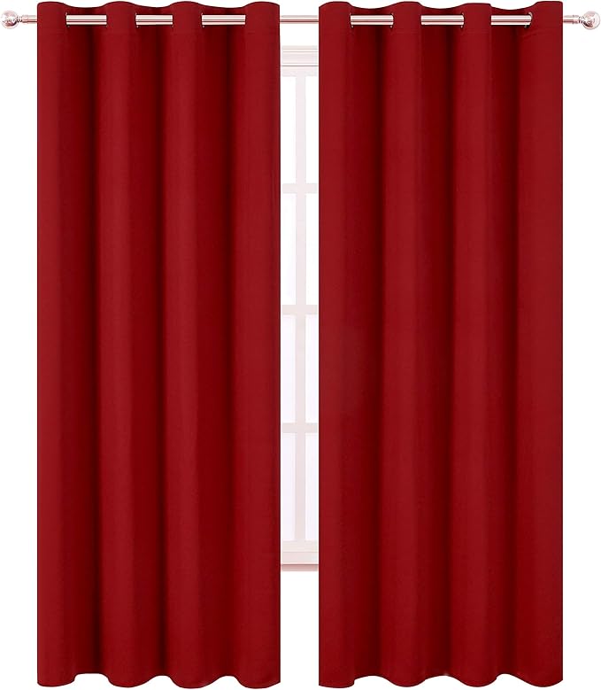 LEMOMO Dark Red Thermal Blackout Curtains/52 x 95 Inch/Set of 2 Panels Room - Image 2