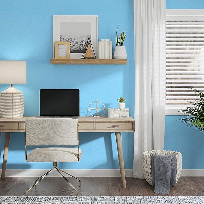 Cohoo Home Blue Peel and Stick Wallpaper Silk Solid Light Blue Contact Paper - Image 3