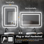 LED Bathroom Mirror with Front and Backlit 24"x36", Wall Mounted, Dual LED - Image 7