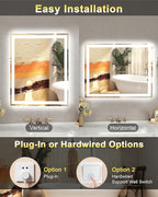 24x30 LED Bathroom Mirror with Lights, Super Bright Front & Backlit Vanity - Image 7