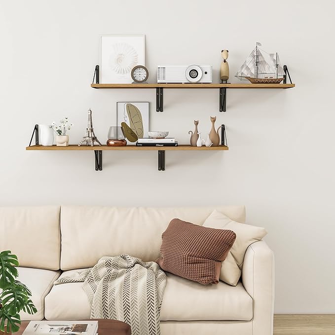 Heimlove Deep Floating Shelves for Wall, 12 Inch Deep Floating Shelves Set of 3 - Image 7