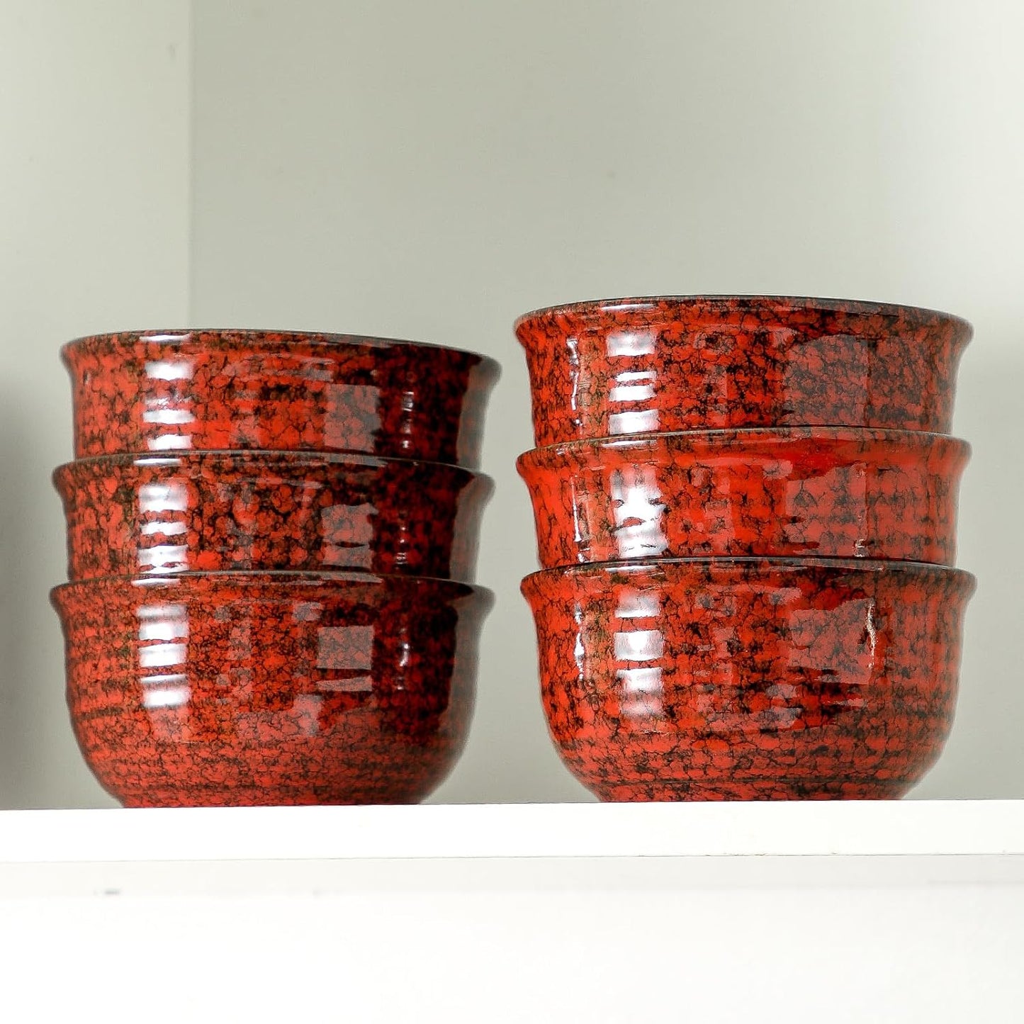 MEKY 20 Ounces Soup Bowls, Ceramic Cereal Bowls Set of 6, Microwave & Dishwasher Safe, Snack Bowls for Kitchen, Ideal for Pasta, Salad, Rice, Oatmeal(Red)