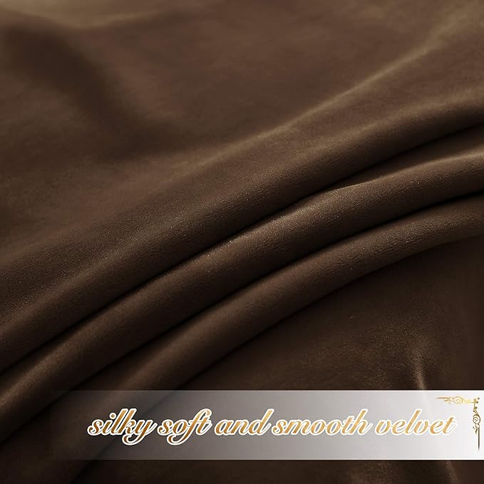 NICETOWN Thermal Insulated Brown Velvet Curtains, Sound Reducing Heavy Matt - Image 4