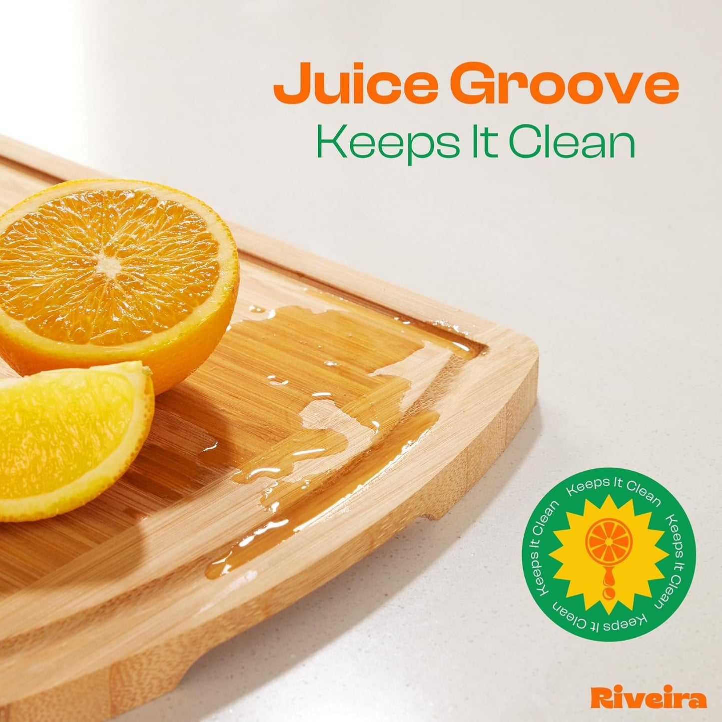 Riveira Two Tone Bamboo Wood Cutting Board – Gourmet Bamboo Grandeur: 24 x 18 Wooden Cutting Board – Wooden Cutting Boards For Kitchen Decorative – Innovative Juice Grooves Wooden Chopping Board