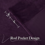 NICETOWN Purple Blackout Velvet Curtains 84 inch Long, Dark Purple - Image 3