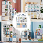 Mavivegue Book Shelf, 16 Cube Storage Organizer, Metal Cube Bookshelf, DIY - Image 7