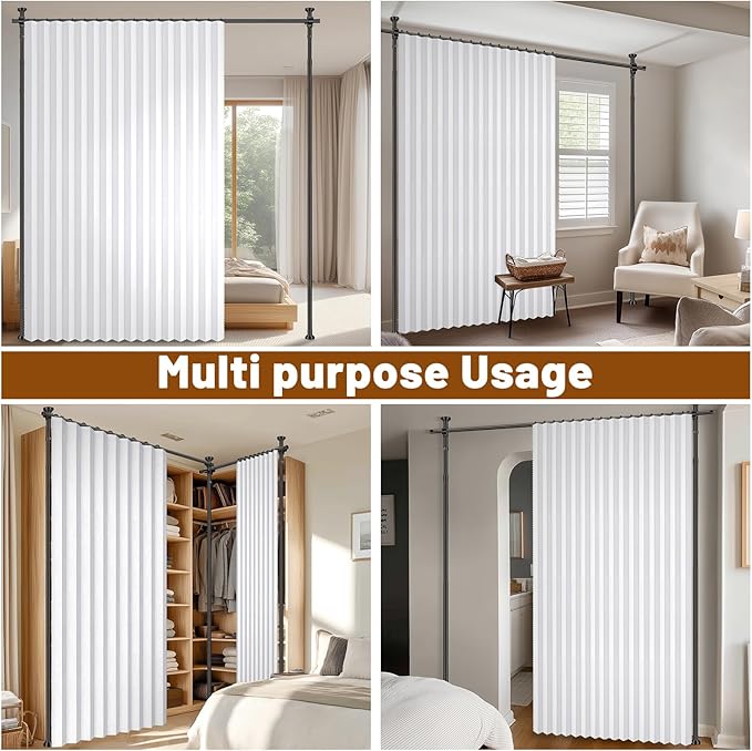 100% Blackout Room Divider Curtains Sets White W100 x L96 in 1 Panel No Drill - Image 5
