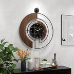 Modern Walnut Marble Dial Wall Clock, Large Wood Metal Frame Silent Non Ticking - Image 3