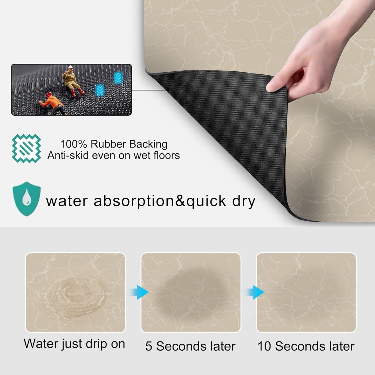 Golener Coffee Bar Mat,Under Coffee Maker Mat,23"x15"Coffee Tray Mat Under Coffee Machine,Rubber Coffee Maker Mat,Under Appliance Mats,Silicone Hot Mat for Coffee Machine,Dish Drying Mat, Marble Beige