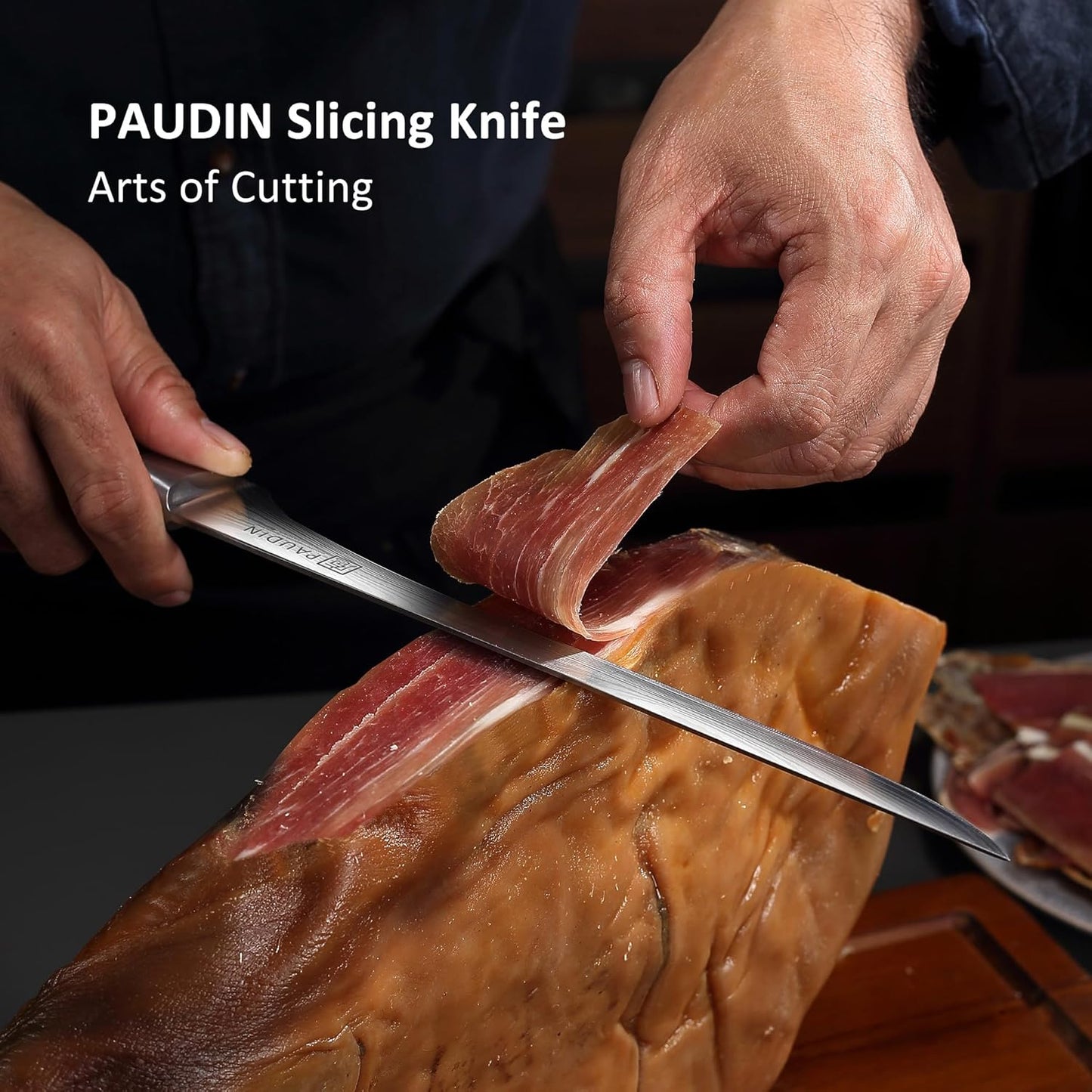 PAUDIN Carving Knife, 10 Inch Professional Ham Slicing Knife with Sheath, High Carbon Stainless Steel Meat Cutting Knifes, Spanish Style Sharp Slicer Knives with Ergonomic Pakkawood Handle, Gift Box