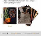 Black Culture Wall Art Set of 9, Living Room, Neutral Color Home Decor - Image 2