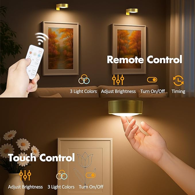 3Pcs Battery Operated Picture Light, Magnetic Led Painting Light - Image 5
