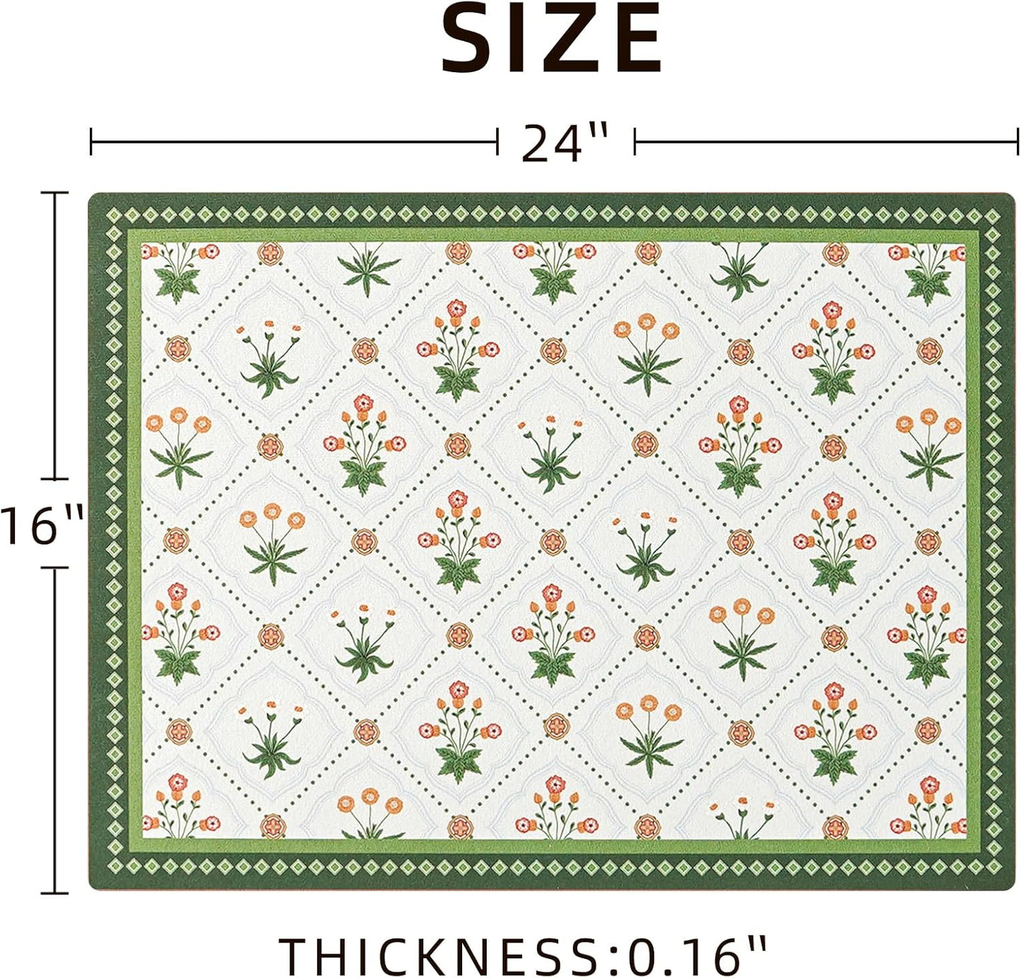 Dish Drying Mat Diatomaceous Earth Soft Coffee Mat, Silicone Dish Drying Mat for Kitchen Counter or Sink for Kitchen Bathroom Coffee Bar (Green, 16 x 24 Inches)