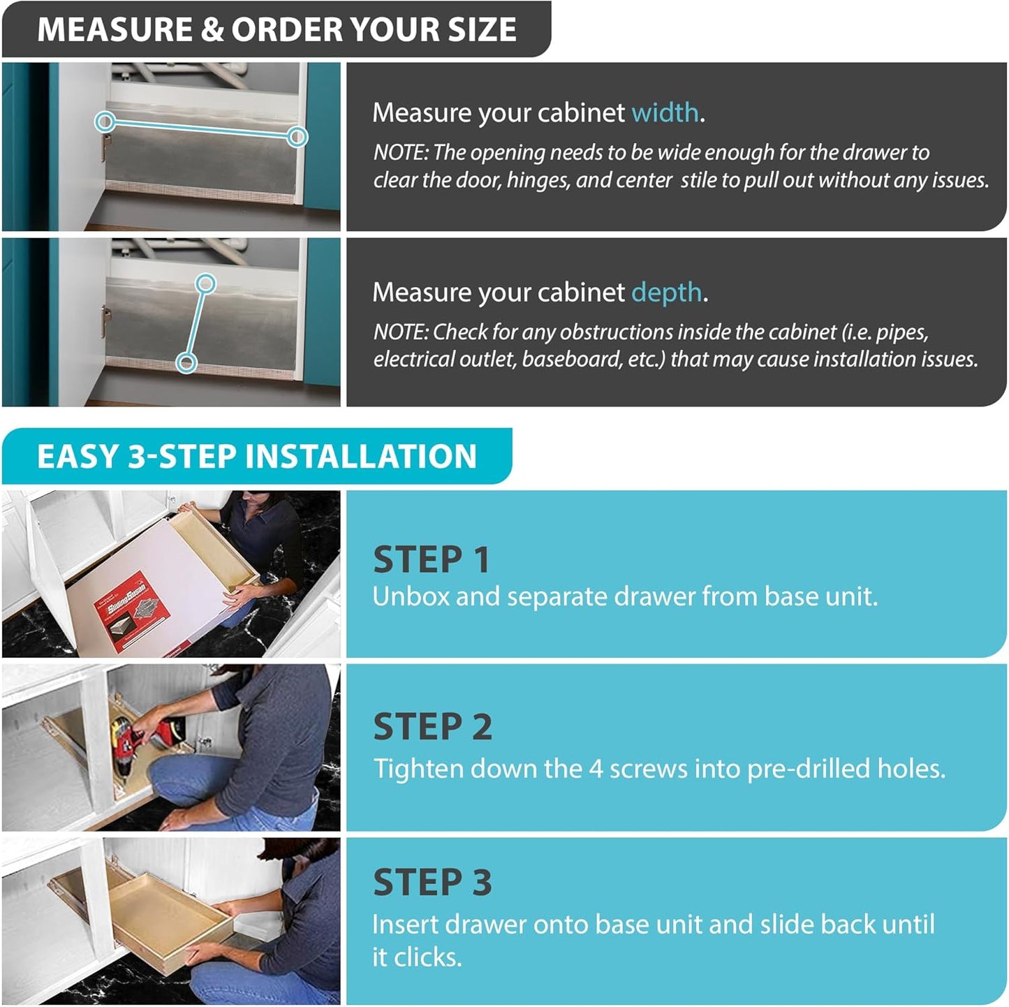 SlidingSusan Pull Out Drawer Organizer for Cabinets, Gliding Soft Close Shelves for Kitchen, Pantry, Bathroom, & Storage Organization, 9 Ply Baltic Birch, 16 Inch Wide x 18 Inch Deep