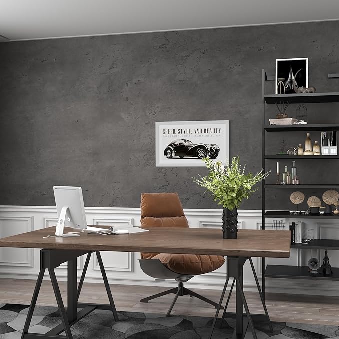 3yecao 24"×197" Thick Dark Grey Black Concrete Wallpaper Waterproof Charcoal - Image 6