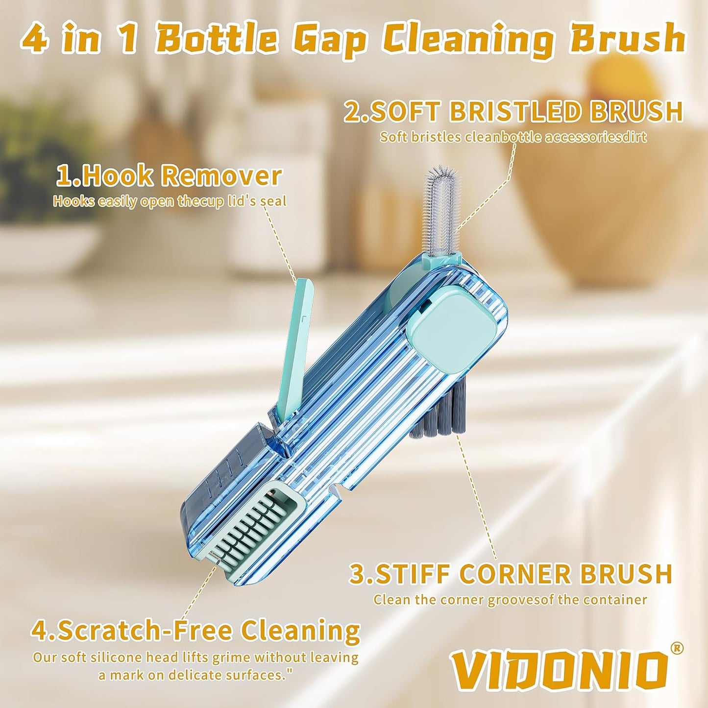 2Pcs 4 in 1 Cup Lid Gap Cleaning Brush Set,Multifunctional Crevice Cleaning Brush for Bottle,Multipurpose Bottle Cleaner with Compact Design Tiny Silicone Cup Holder Cleaner Tool,Kitchen Gadgets