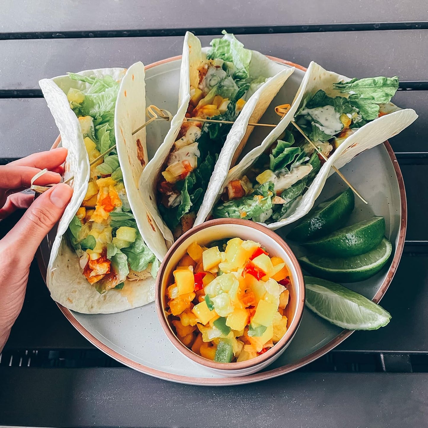 Mora Ceramic Flat Dinner Plates Set of 6, 10.5 in High Edge Dish Set - Microwave, Oven, and Dishwasher Safe, Scratch Resistant, Modern Dinnerware- Kitchen Porcelain Serving Dishes - Earl Grey