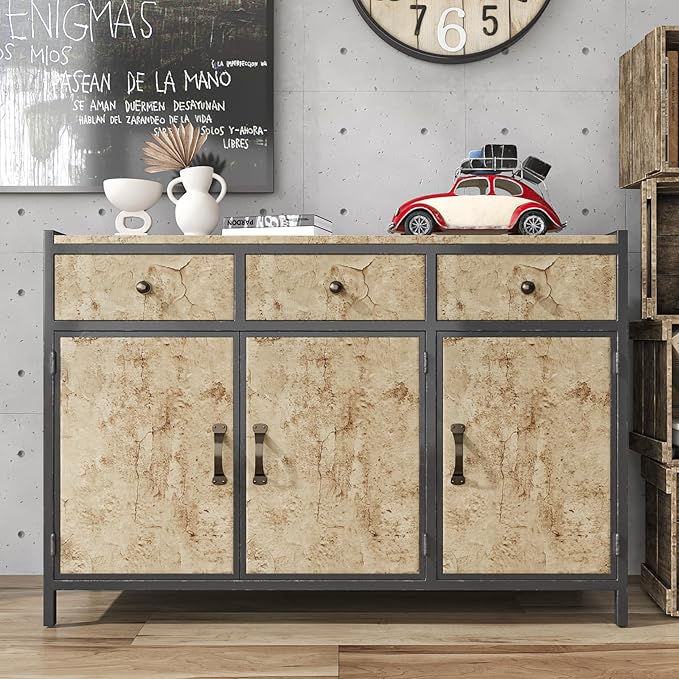 VEELIKE Aged Tan Concrete Wallpaper Peel and Stick Distressed Beige Limewash - Image 6
