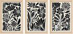 YWJKWLGS Abstract Floral Wall Art Set of 3, 11x16 Inch Black Boho Flower Prints by Unknown