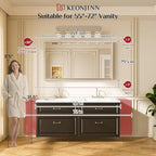 Keonjinn 55" x 30" Black Bathroom Vanity Mirror, Beveled Edge Tempered Glass - Image 2