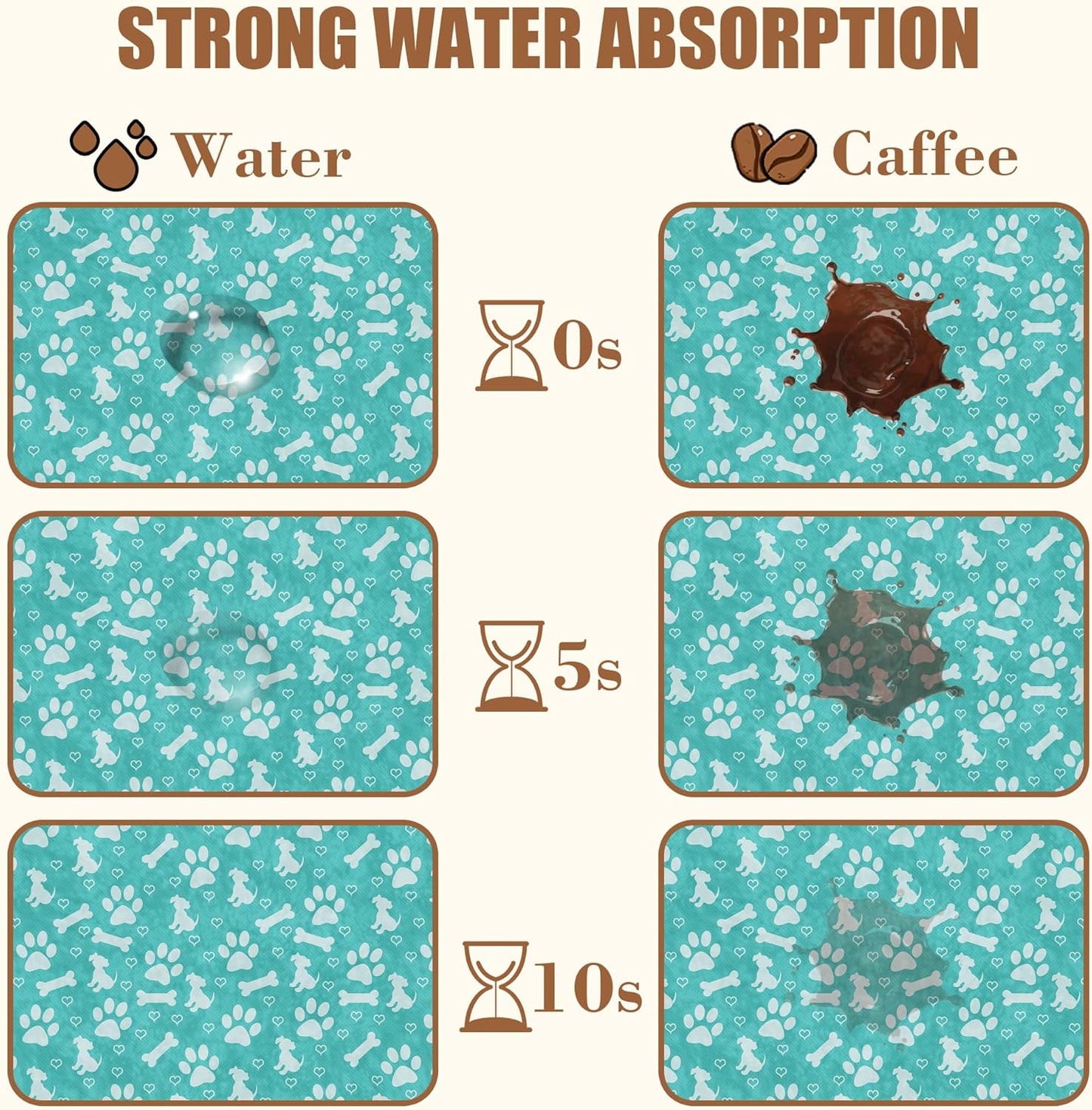 Dish Drying Mat Dog Paws and Bones Coffee Bar Mat for Countertop Absorbent Coffee Mat Rubber Backed Hide Stain Dish Drainer Rack Mat Coffee Maker Coffee Pot Dining Room Decoration 15.7 x 23.6 Inch