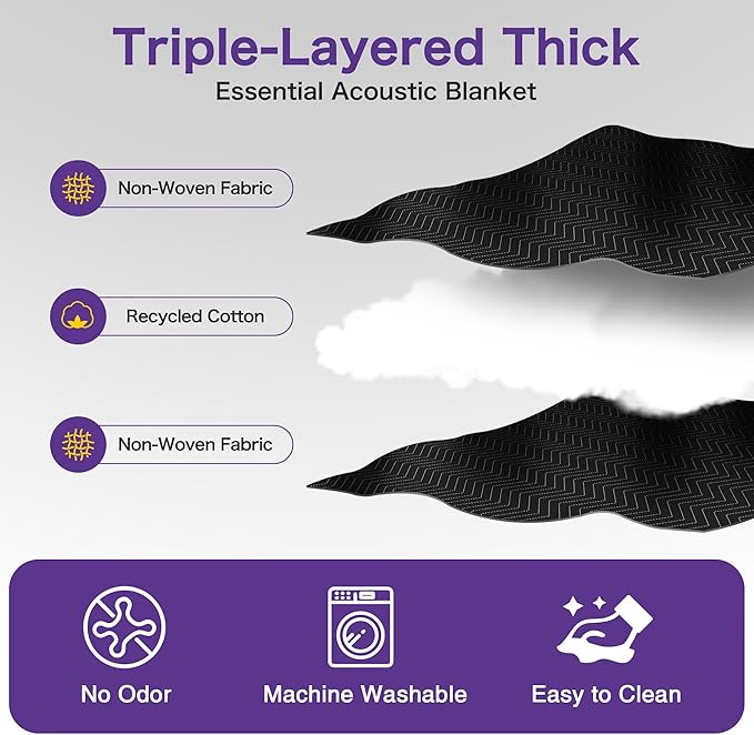 2 PCS Extra Large Sound Dampening Blanket, Noise Cancelling Studio Acoustic - Image 3
