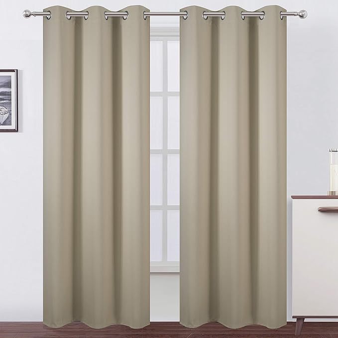 LEMOMO Blackout Curtains 42 x 95 inch/Beige Curtains Set of 2 Panels/Thermal by Lemomo