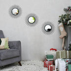 3 Set Sunburst Mirrors for Wall Decorative Metal Mirrors Small Mirror Sets - Image 2