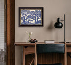 Vintage Gold Framed Wall Art Oak Tree Forest Painting Canvas Prints Blue - Image 9
