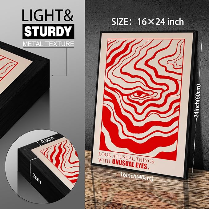Medpol Retro Red Abstract Eye Canvas Wall Art Vintage Hippie Trippy Poster - Image 2