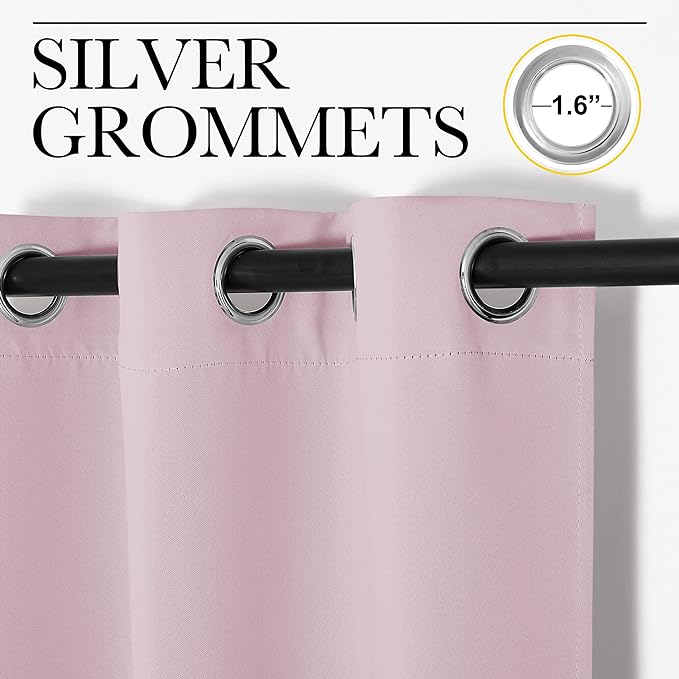 NICETOWN Baby Pink Blackout Curtains 96 inches Length - Image 2