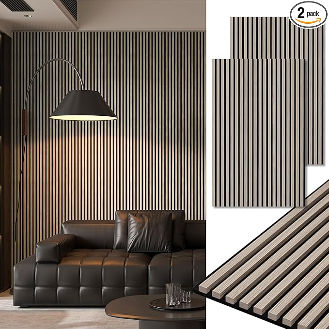 Art3d 2-Pack 48" x 24" Acoustic Wood Panels by Art3d
