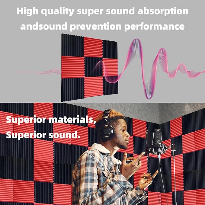 56 Pack Acoustic Foam Panels |1 "x12 "x12" Rapid Recovery Acoustic Wall Panels - Image 5