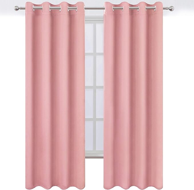 LEMOMO Baby Pink Bedroom Blackout Curtains/52 x 84 Inch Long/Set of 2 Curtain - Image 2