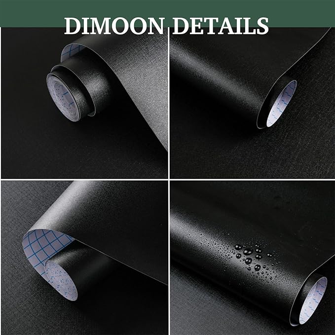 Dimoon 17.7''x236'' Peel and Stick Wallpaper Black Contact Paper - Image 2