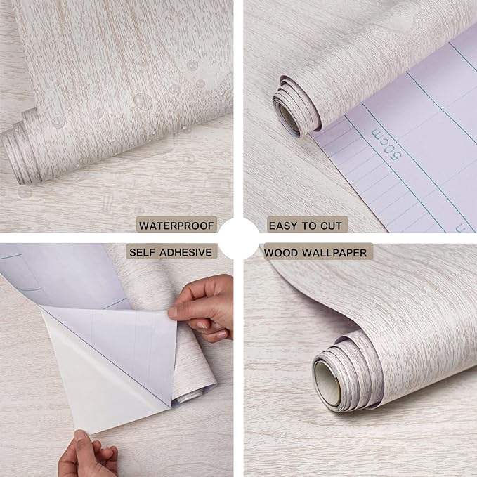White Wood Contact Paper for Cabinets/Drawers Wood Grain Peel and Stick - Image 7