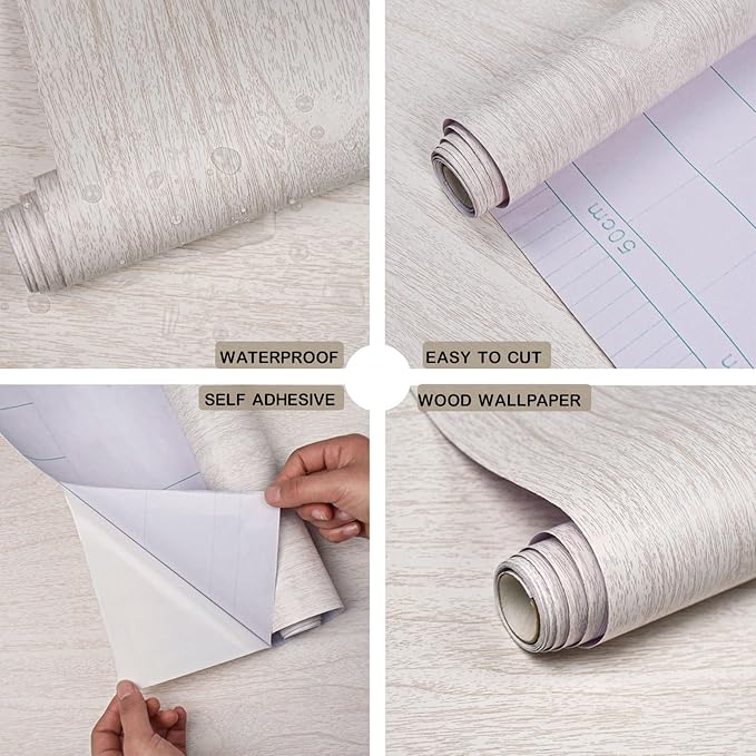 White Wood Contact Paper for Cabinets/Drawers Wood Grain Peel and Stick - Image 4