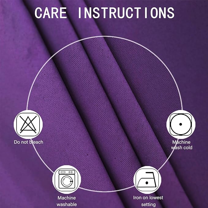 LEMOMO Blackout Curtains 66 x 54 Inch Long Purple Curtains Set of 2 Panels Room - Image 4