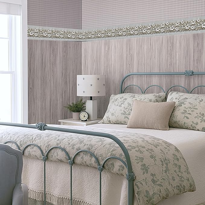 Beige Floral Wallpaper Border 196x4 Inch Peel and Stick Wall Border Removable - Image 7