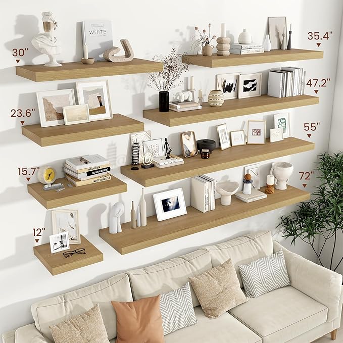 Vivelove 12 Inch Deep Floating Shelves 36 inch Long, 2 Inch Thick Wall Shelves - Image 2