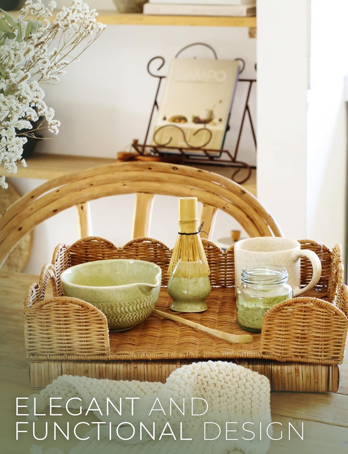 Matcha Set Ceramic kit With Bamboo Whisk Scoop Bowl And Holder For Authentic Japanese Tea Ceremony Smooth Pour Easy Clean Experience Gift For Matcha Lovers (Green)