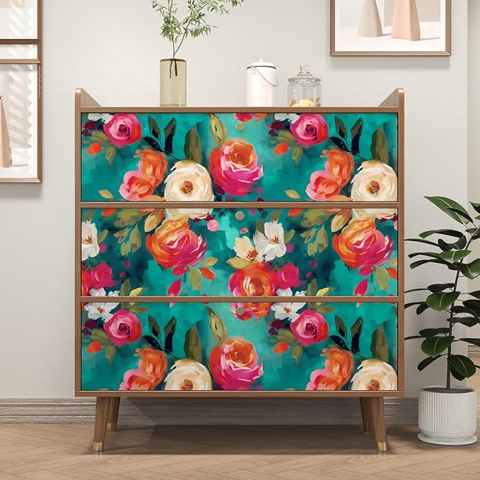 BOKEBEVE Bright Floral Wall Paper Watercolor Peel and Stick Wallpaper Oil - Image 5