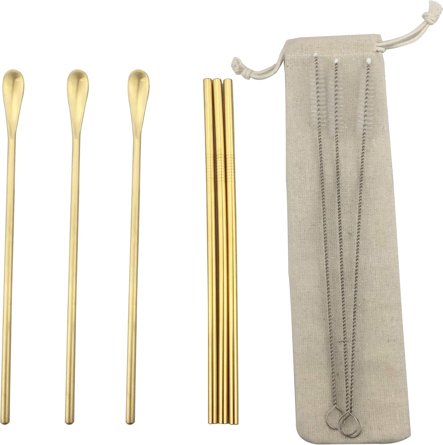 JASHII Matte Long Handle Spoon Cocktail Mixing Stirring Spoons Iced Tea Coffee Spoons with 8.6 inch Long Handle Brushed SUS304 Stainless Steel, 6-Piece