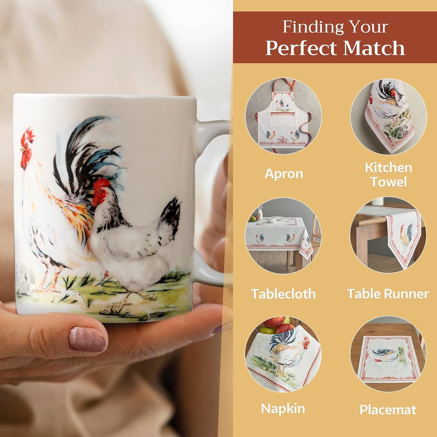 Maison d' Hermine Coffee Mug with Handles Fine Bone China Mugs Pack of Two Tea Cups for Hot Beverages Cappuccino Latte Home Restaurant Office Perfect for Gift (Campagne, 12 Ounce)