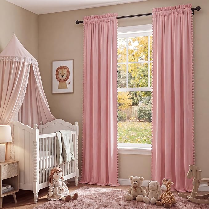 NICETOWN Blush Pink Velvet Curtains 84" Long - Image 3