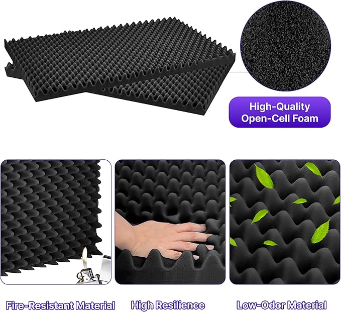1 Pack Sound Proof Foam Panels for Walls, High Density Egg Crate Sound - Image 4
