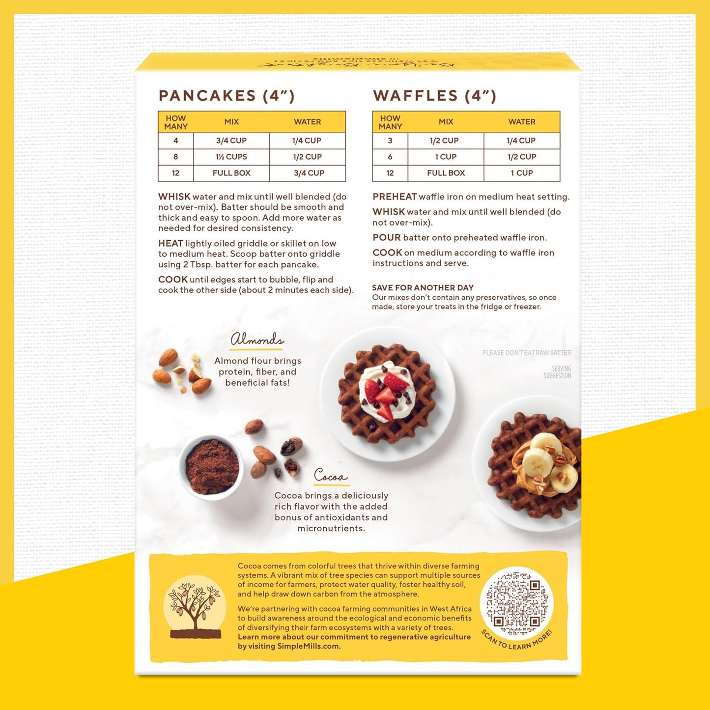 Simple Mills Almond Flour Pancake & Waffle Mix, Cocoa, Nothing Artificial, No Preservatives, Kosher & Paleo Friendly, Gluten Free, 10 Ounce (Pack of 6)