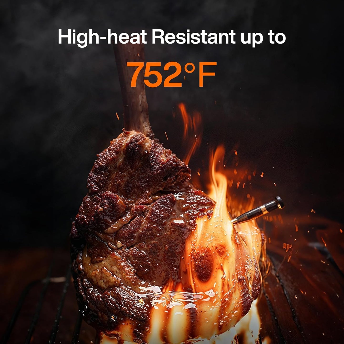 Sync Wireless Meat Thermometer Quad | 4 Probes | 6 Sensors | LCD Display | WiFi and Bluetooth 5.3 | Improved Stability and Range | IPX8 Waterproof | for BBQ, Grill, Smoker, Oven, Kitchen