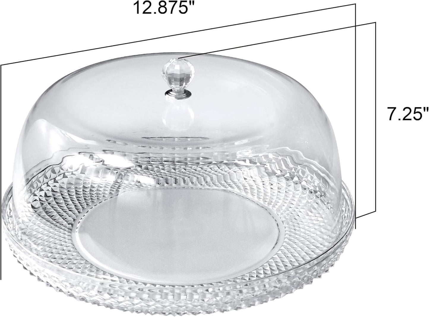 Amazing Abby - Kate - 12-Inch Acrylic Cake Plate with Dome, Plastic Cake Stand with Cover, Serving Platter with Lid, BPA-Free and Shatter-Proof, Perfect for Display, Party, Entertaining, and More